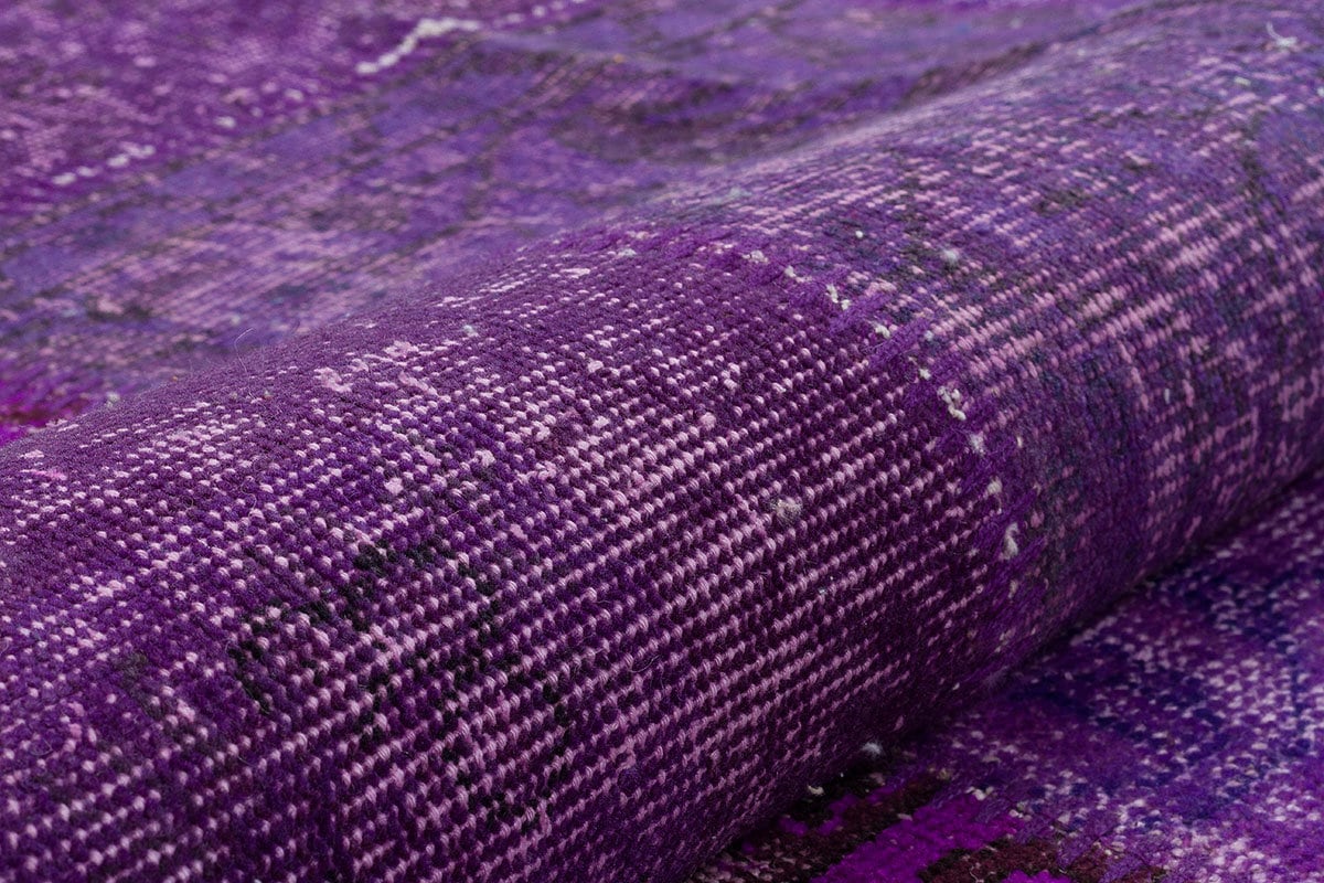 Handmade Purple Patchwork Rug: Bohemian Wool Area Rug (5'x8' ft)