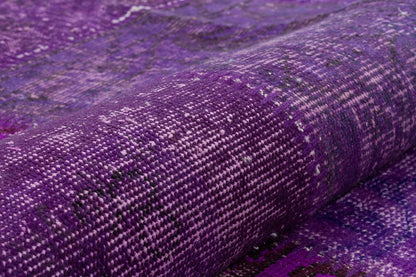 Handmade Purple Patchwork Rug: Bohemian Wool Area Rug (5'x8' ft)