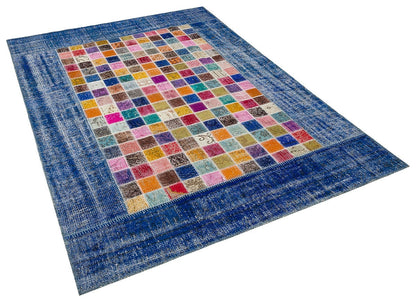 Handmade Patchwork Turkish Rug: 5'x8' Bohemian Wool Area Rug