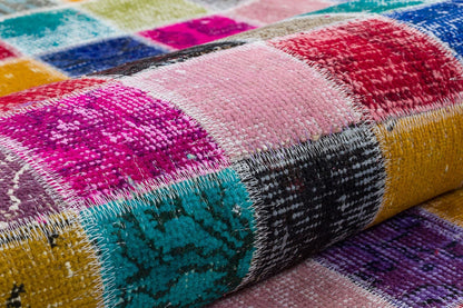 5'x8' Patchwork Turkish Rug: Handmade Wool Bohemian Area Rug