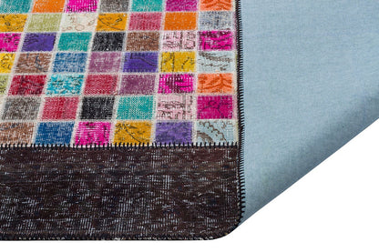 5'x8' Handmade Wool Patchwork Turkish Rug: Bohemian Area Rug