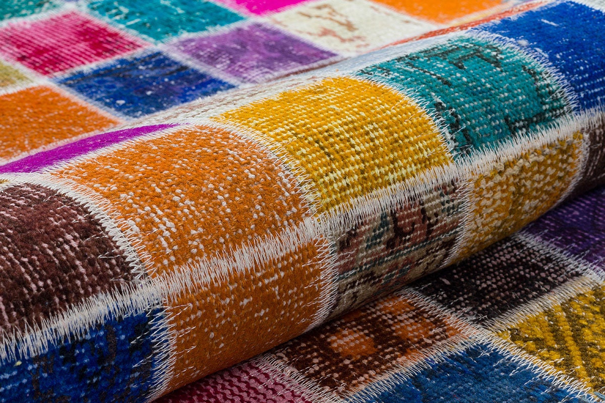 Handmade Patchwork Turkish Rug: 5'x8' Bohemian Wool Area Rug