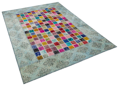 5'x8' Patchwork Turkish Rug: Handmade Wool Bohemian Area Rug