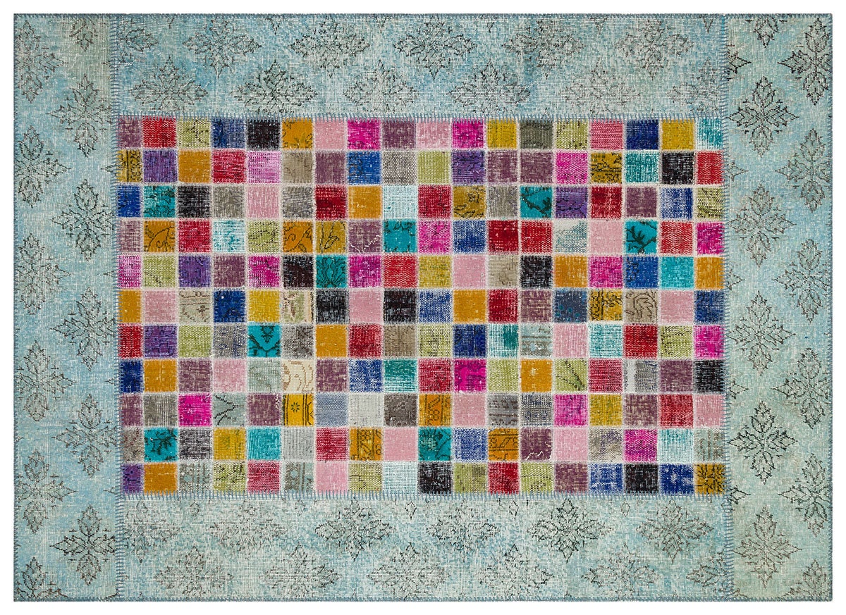 5'x8' Patchwork Turkish Rug: Handmade Wool Bohemian Area Rug