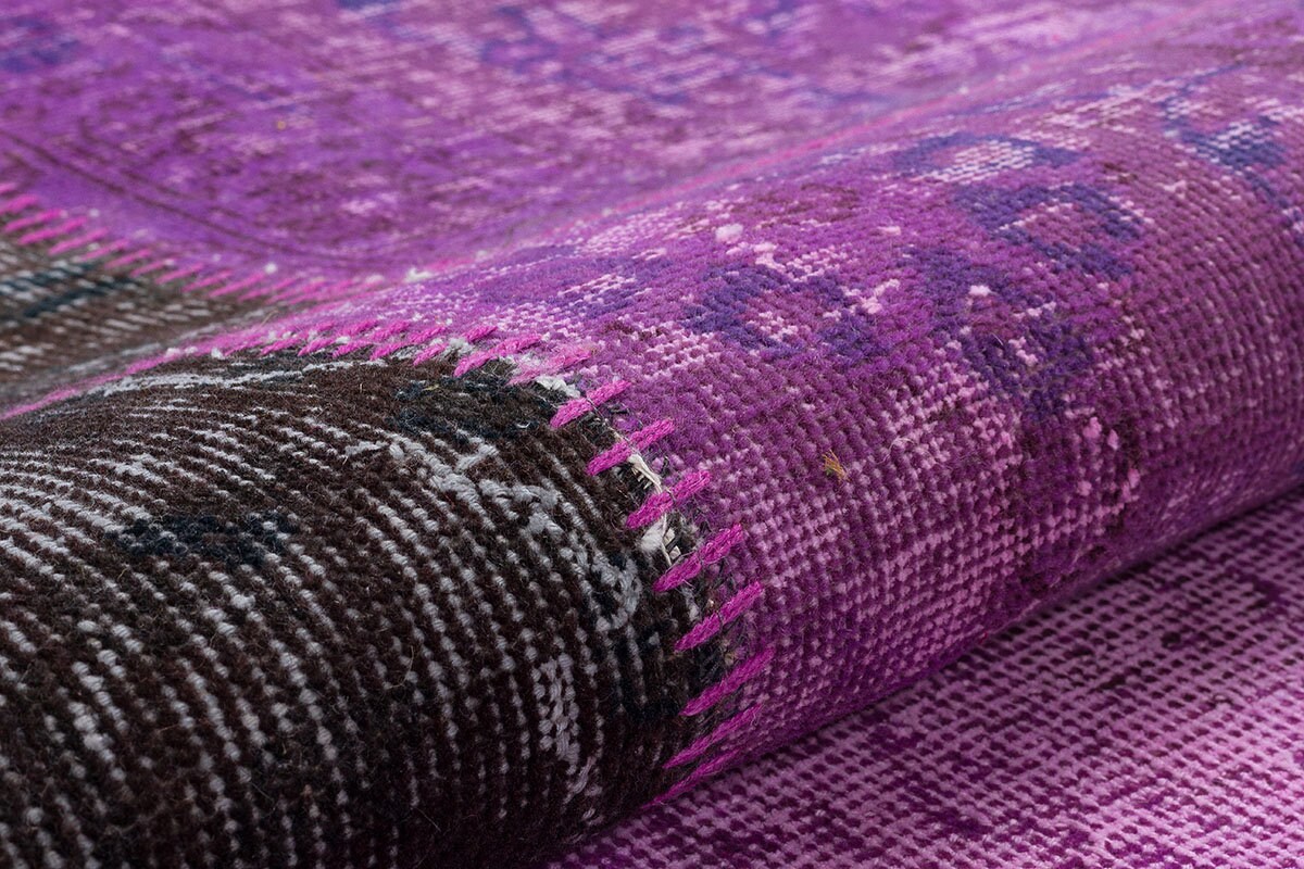 Handmade Purple Patchwork Rug: 5'x5' Bohemian Wool Circle Rug