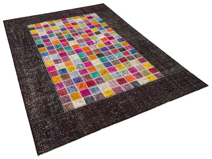 5'x8' Handmade Wool Patchwork Turkish Rug: Bohemian Area Rug