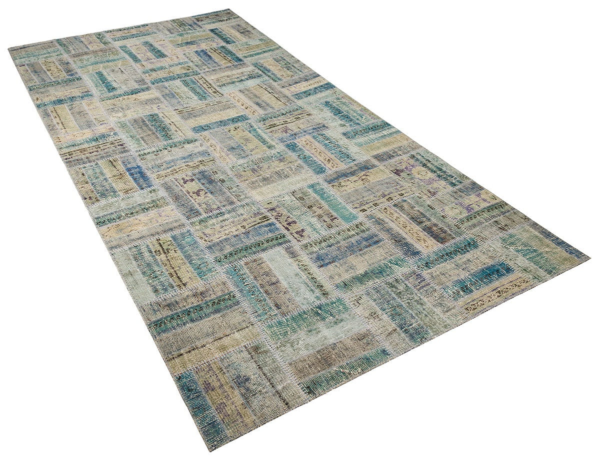 Handmade Wool Patchwork Turkish Rug - 6'x11' Bohemian Area Rug