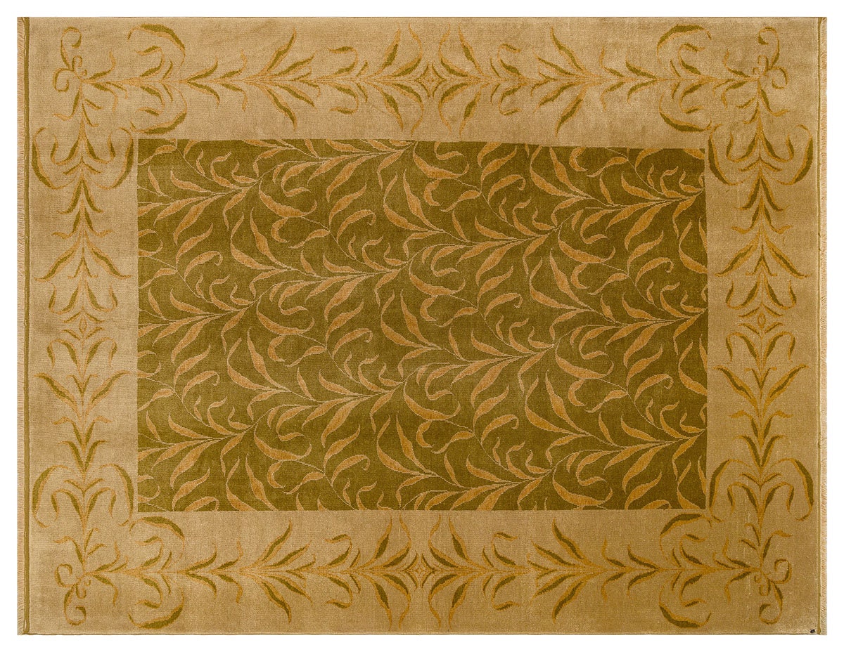 Vintage Green Turkish Rug: Handmade Wool Carpet (6.62 ft x 8.50 ft)