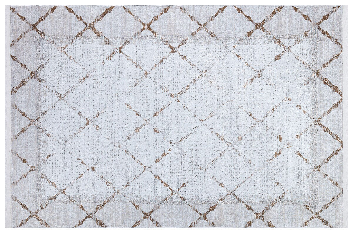 Distressed Trellis Area Rug, Washable Boho Scandi Decor Carpet