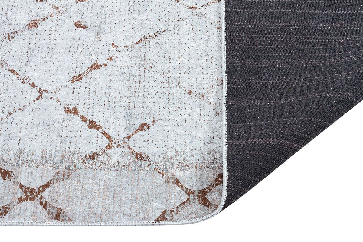 Distressed Trellis Area Rug, Washable Boho Scandi Decor Carpet