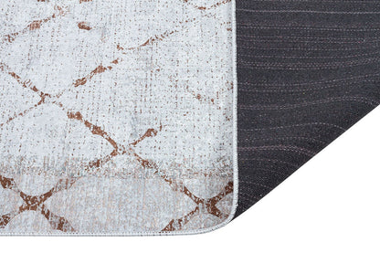 Distressed Trellis Area Rug, Washable Boho Scandi Decor Carpet