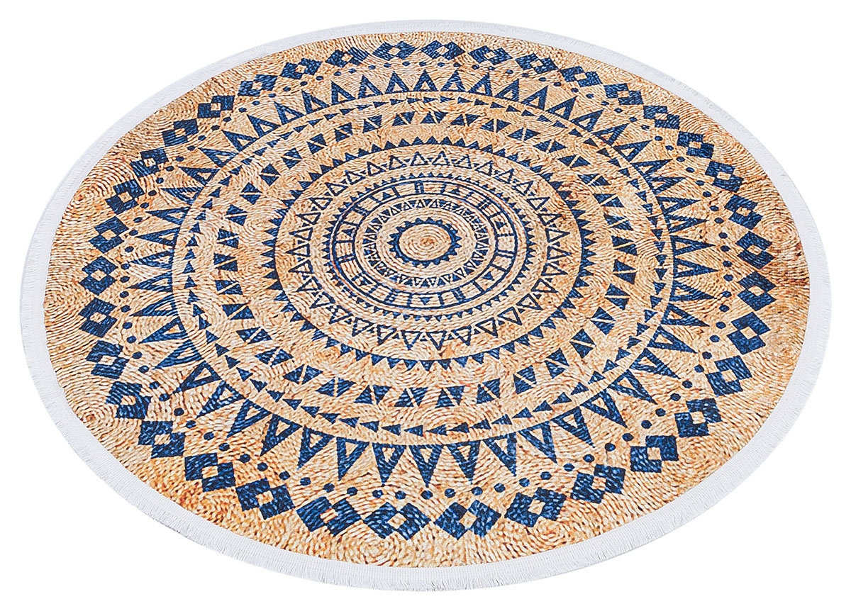 Oushak Style Circle Rug: Modern Bohemian Turkish Rug
