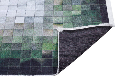 Green Pixel Mosaic Area Rug, Washable Abstract Gradient Carpet, Modern Living Room Floor Rug