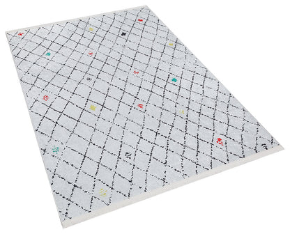 Washable Boho Diamond Rug – Cream Grey Beni Ourain Style Carpet