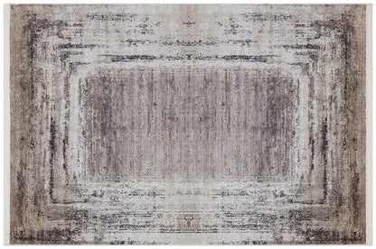 Washable Distressed Vintage Area Rug, Beige Brown Frame, Modern Farmhouse Living Room