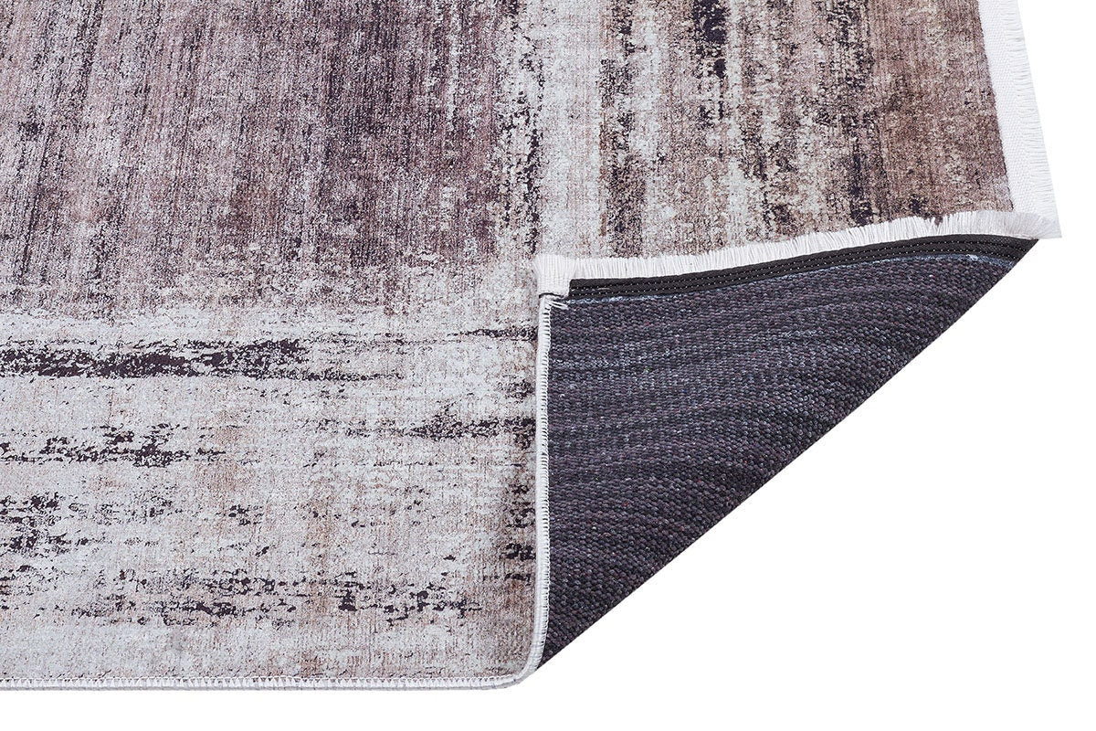 Washable Distressed Vintage Area Rug, Beige Brown Frame, Modern Farmhouse Living Room