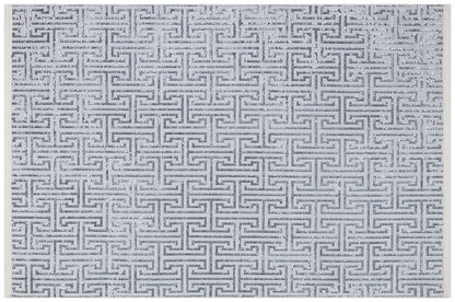 Modern Greek Key Area Rug – Gray Geometric Carpet, Minimalist Living Room Decor