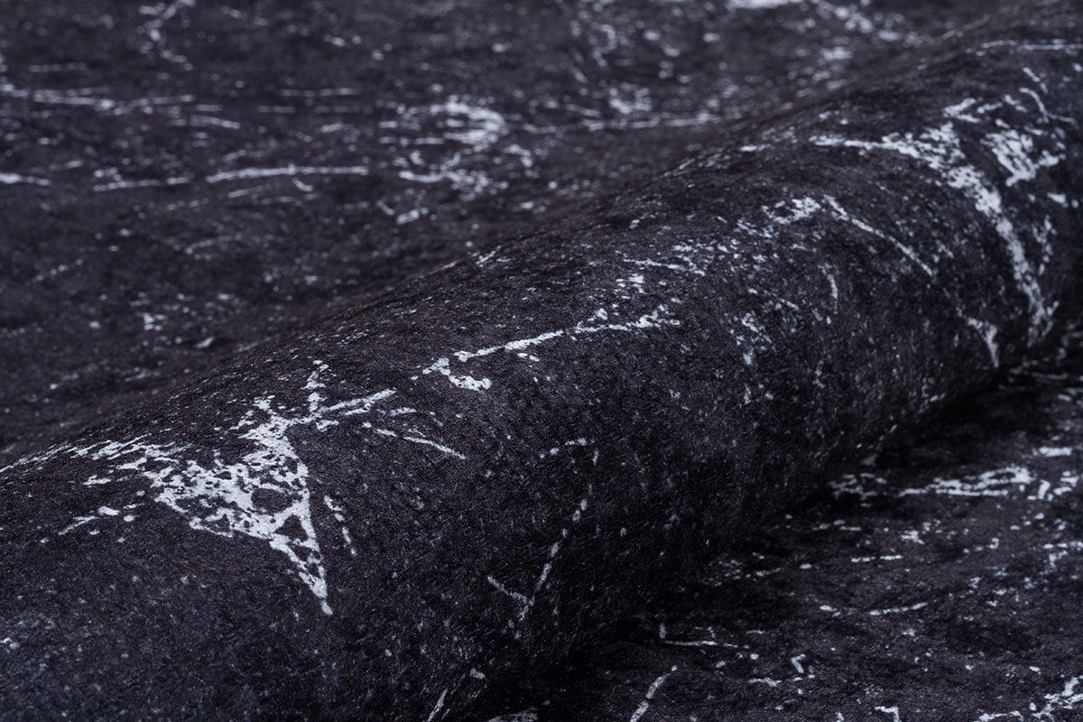 Modern Black Marble Area Rug, Minimalist Geometric Border Carpet, Contemporary Living Room Floor Rug