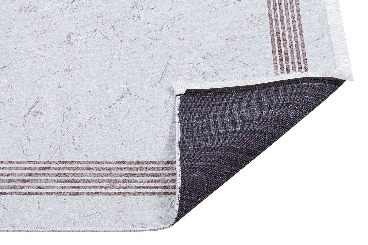Cream Marble Texture Area Rug, Modern Minimalist Border Carpet, Machine Washable Home Decor