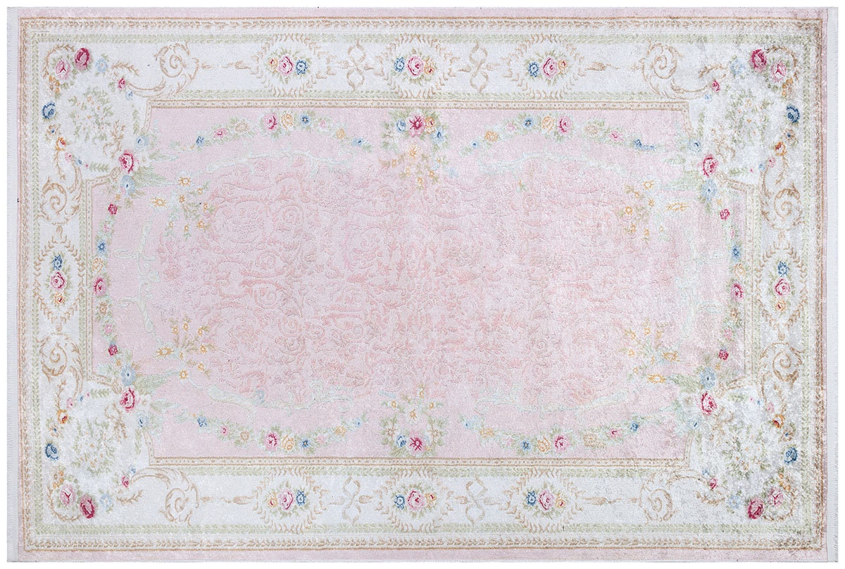 Charming Washable Pink Rug: Vintage Floral Design for a Cozy Home