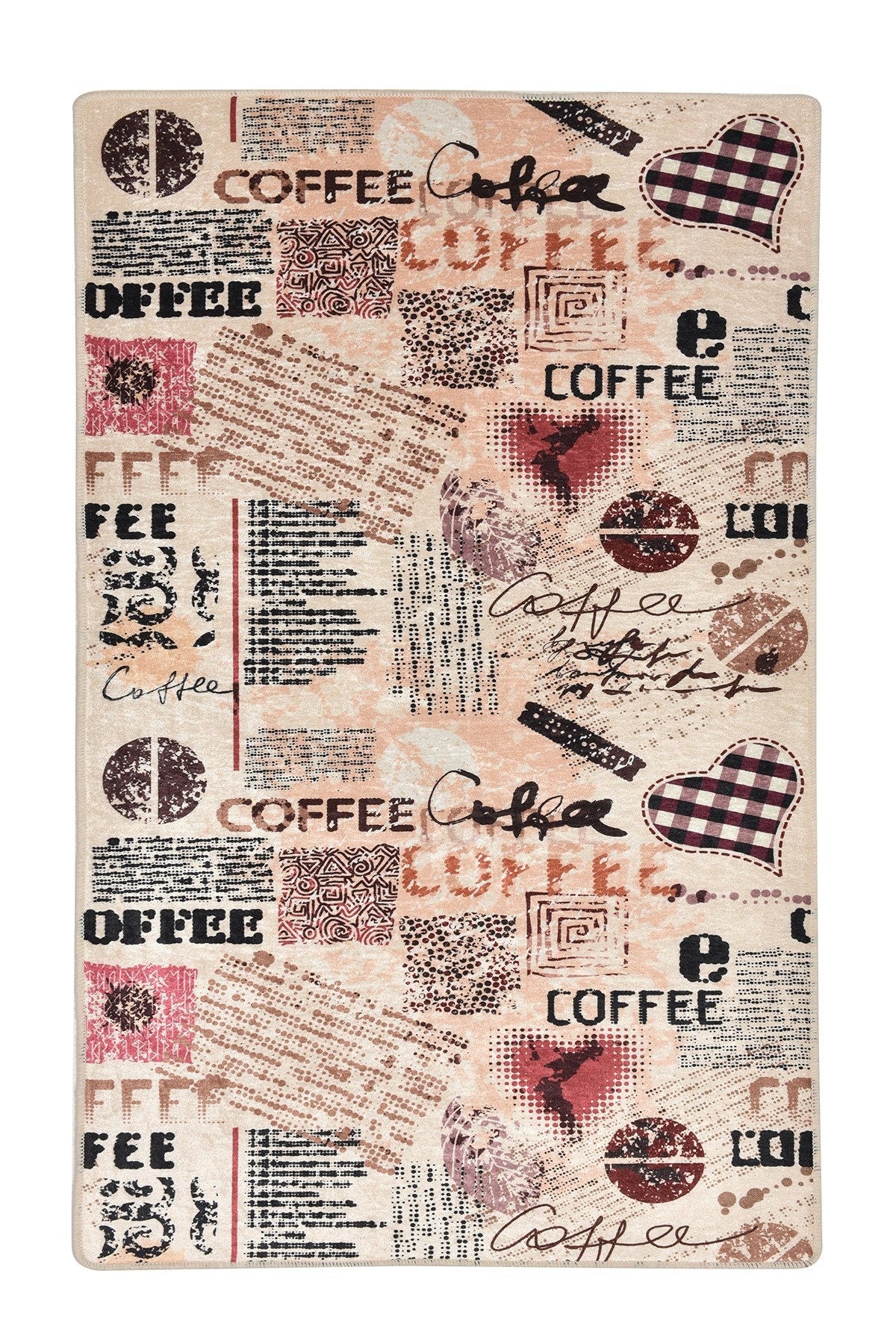 Vintage Coffee Collage Kitchen Runner – Washable, Non-Slip Espresso Area Rug