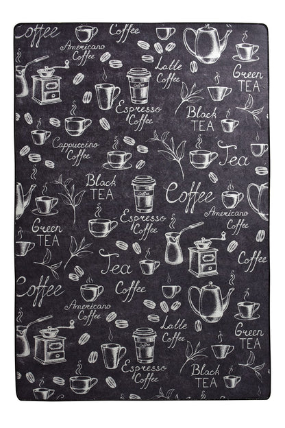 Chalkboard Coffee Kitchen Rug, Non-Slip Runner, Farmhouse Espresso Decor