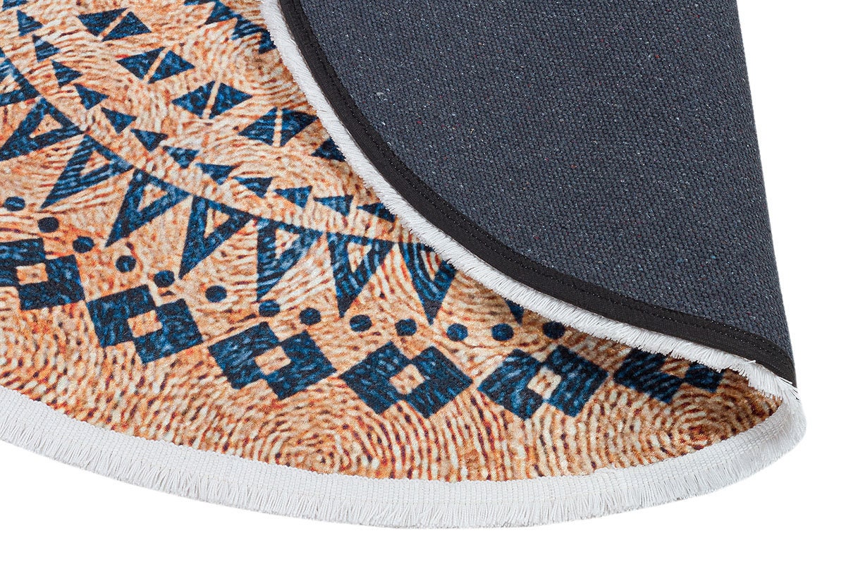 Oushak Style Circle Rug: Modern Bohemian Turkish Rug