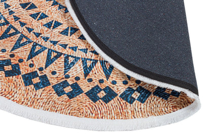 Oushak Style Circle Rug: Modern Bohemian Turkish Rug