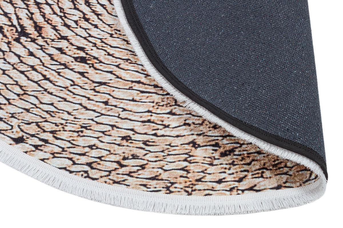 Washable Braided Spiral Round Rug, Faux Jute Farmhouse Carpet with Fringe