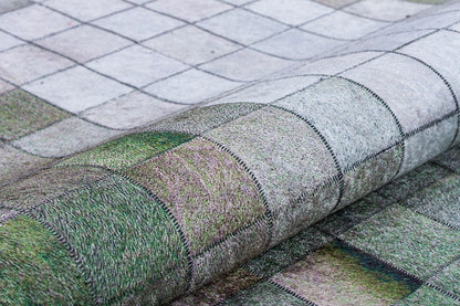Green Pixel Mosaic Area Rug, Washable Abstract Gradient Carpet, Modern Living Room Floor Rug