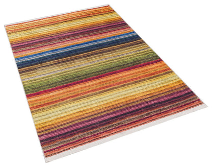 Modern Multi-Color Striped Washable Area Rug – Vibrant Boho Rainbow Style – Non-Slip & Machine Washable