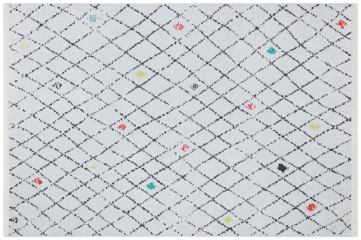 Washable Boho Diamond Rug – Cream Grey Beni Ourain Style Carpet