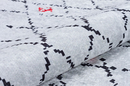 Washable Boho Diamond Rug – Cream Grey Beni Ourain Style Carpet