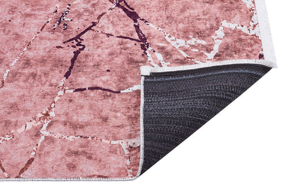 Pink Marble Area Rug – Rose Gold Mauve Washable Boho Carpet, Non-Slip Low Pile