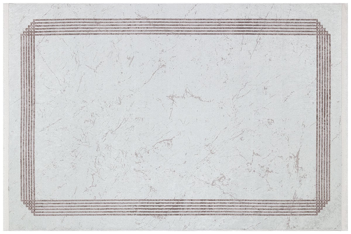 Cream Marble Texture Area Rug, Modern Minimalist Border Carpet, Machine Washable Home Decor