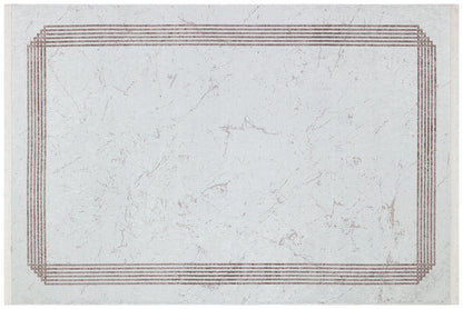 Cream Marble Texture Area Rug, Modern Minimalist Border Carpet, Machine Washable Home Decor