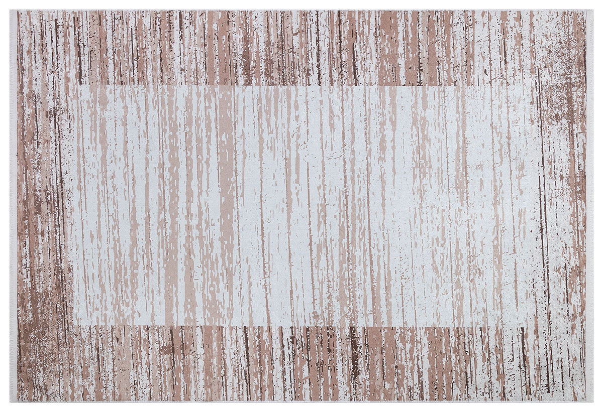 Washable Boho Area Rug – Distressed Rose Gold Abstract Carpet, Non-Slip Thin Living Room Rug