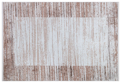 Washable Boho Area Rug – Distressed Rose Gold Abstract Carpet, Non-Slip Thin Living Room Rug