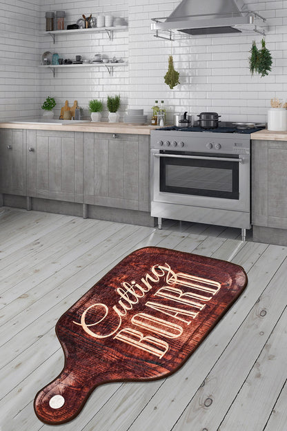 Oversized Cutting Board Kitchen Rug, Farmhouse Washable Runner, Rustic Chef Mat