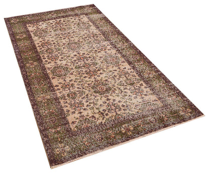 Vintage Turkish Wool Rug (3x7 ft): Handmade Anatolian Persian Design