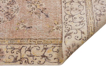 Vintage Turkish Beige Wool Rug (4.8x8.4 ft): Handmade Anatolian Area Rug