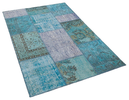 Handmade Turkish Patchwork Rug: Bohemian Wool Area Rug (3.9x5.9 ft)