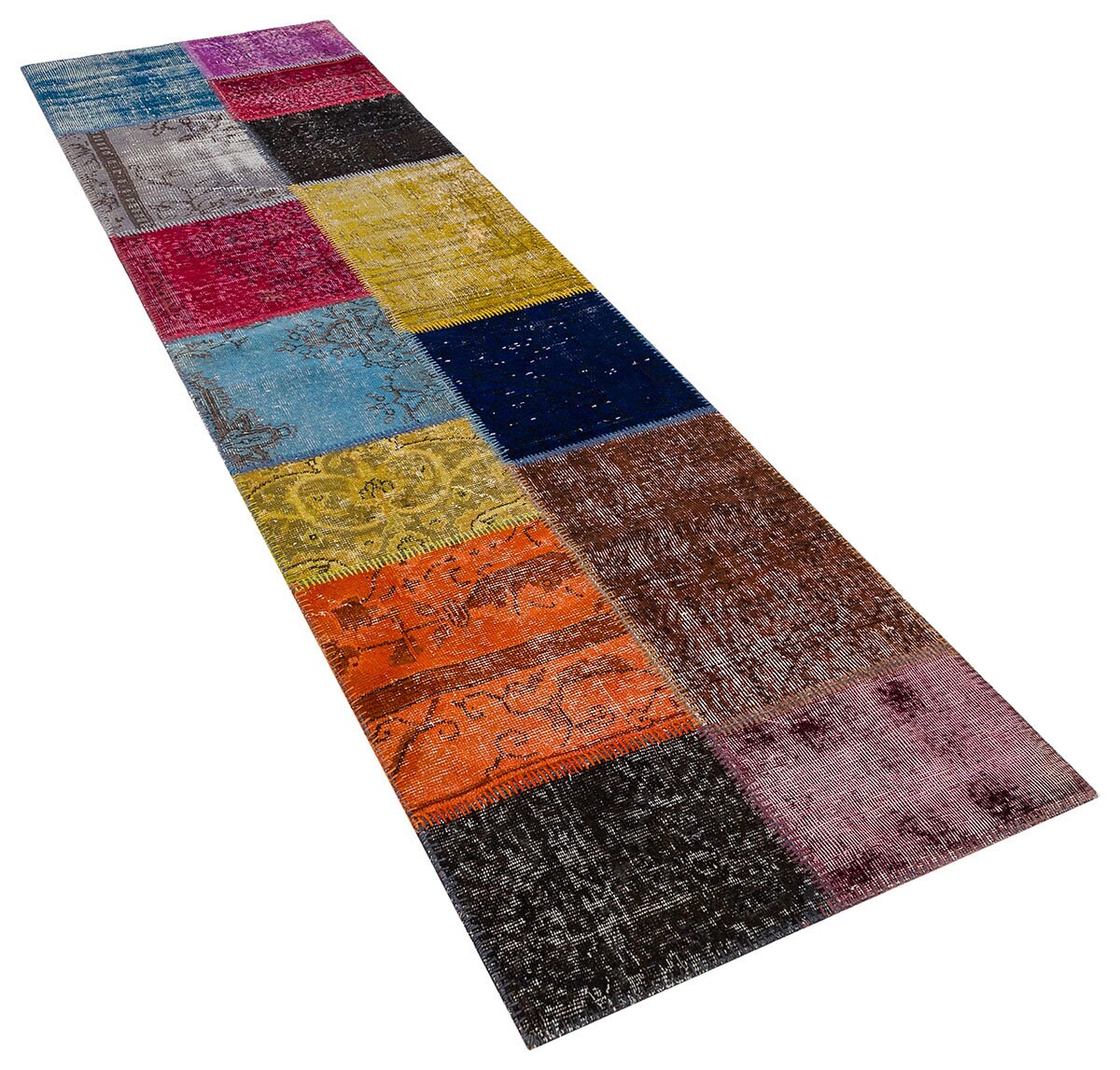 Handmade Wool Patchwork Turkish Rug - 2.7x9.7 ft Bohemian Area Rug