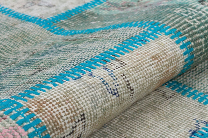 Handmade Patchwork Turkish Rug: Bohemian Wool Area Rug (3.3x5.9 ft)