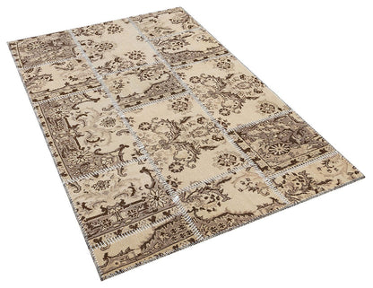 Handmade Wool Patchwork Turkish Rug - 3.9x5.9 ft - Bohemian Area Rug