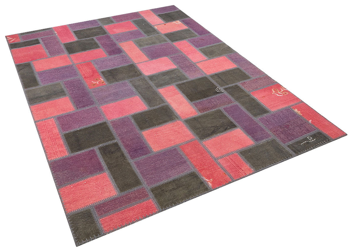 Handmade Wool Patchwork Turkish Rug - 5.6x7.7 ft - Bohemian Area Rug