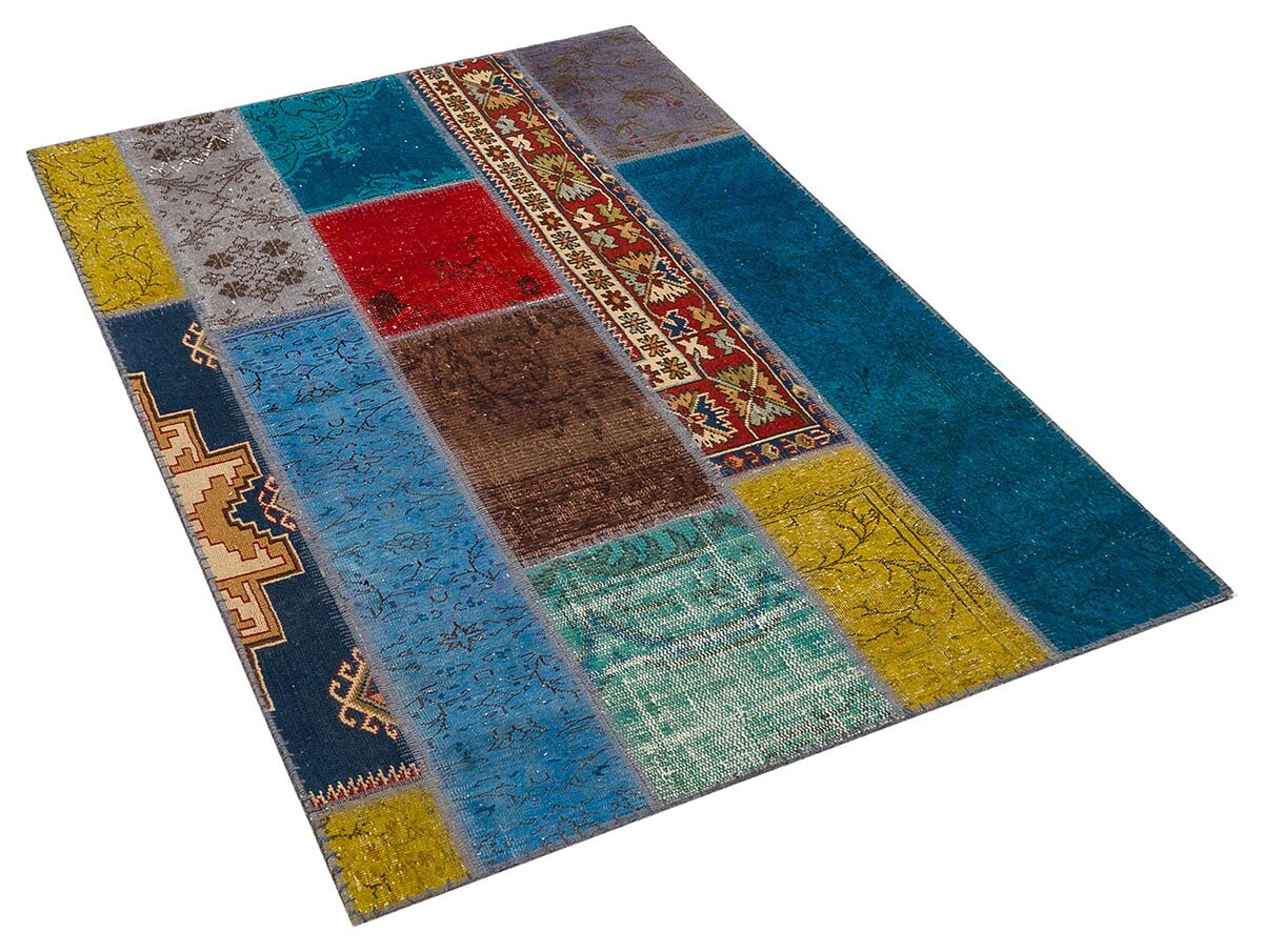Handmade Wool Patchwork Turkish Rug - 3.6x5.6 ft - Bohemian Area Rug