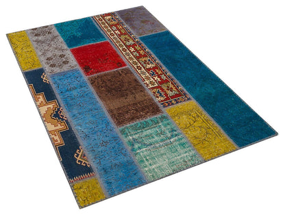 Handmade Wool Patchwork Turkish Rug - 3.6x5.6 ft - Bohemian Area Rug