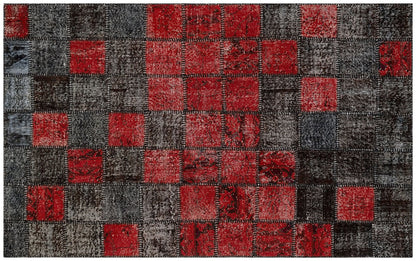 Handmade Patchwork Turkish Rug: Bohemian Wool Area Rug (4.9x7.7 ft)