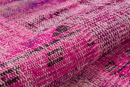 Handmade Pink Patchwork Rug: Modern Bohemian Wool Area Rug (5.2x7.5 ft)
